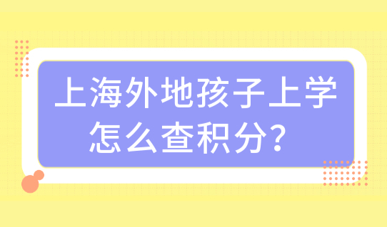 上海外地孩子上学条件，怎么查自己有多少积分？附积分入学材料